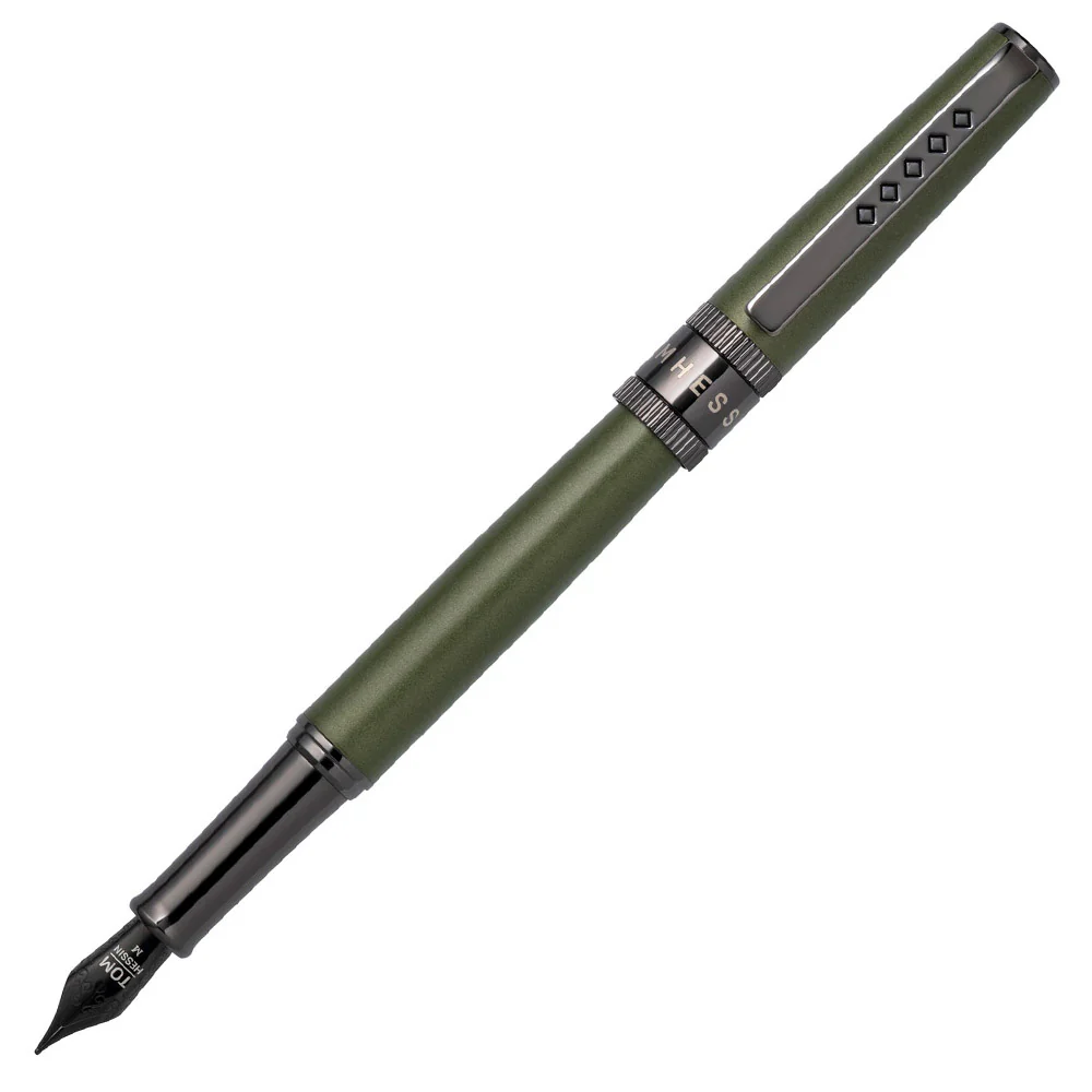 KSG set - Tom Hessin Rebel Fountain Pen - Garrison Green Gunmetal Black Trim