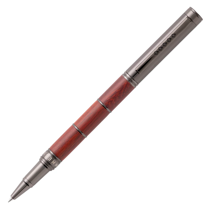 Tom Hessin Revolution Rollerball Pen - Ironbridge Red Wooden Barrel Gunmetal Black Trim