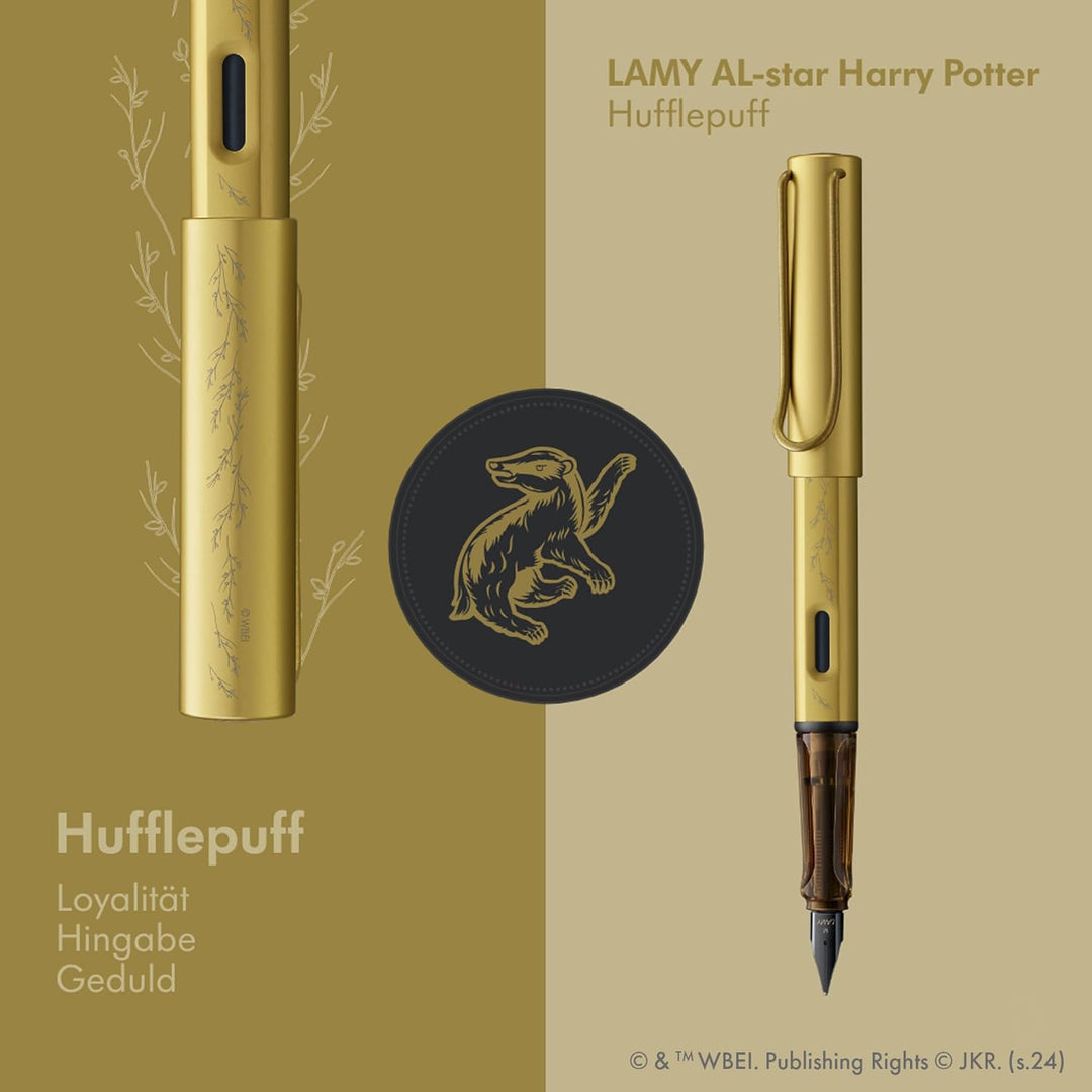 Lamy AL-Star Fountain Pen - Hufflepuff WITH Ink Converter and LASER Engraving (Harry Potter Special Edition)