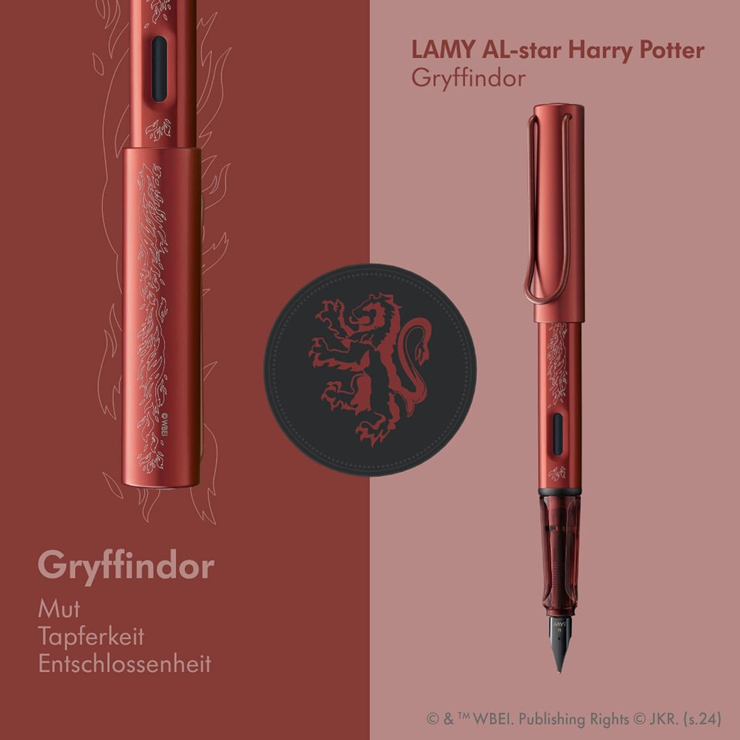 Lamy AL-Star Fountain Pen - Gryffindors WITH Ink Converter and LASER Engraving (Harry Potter Special Edition)