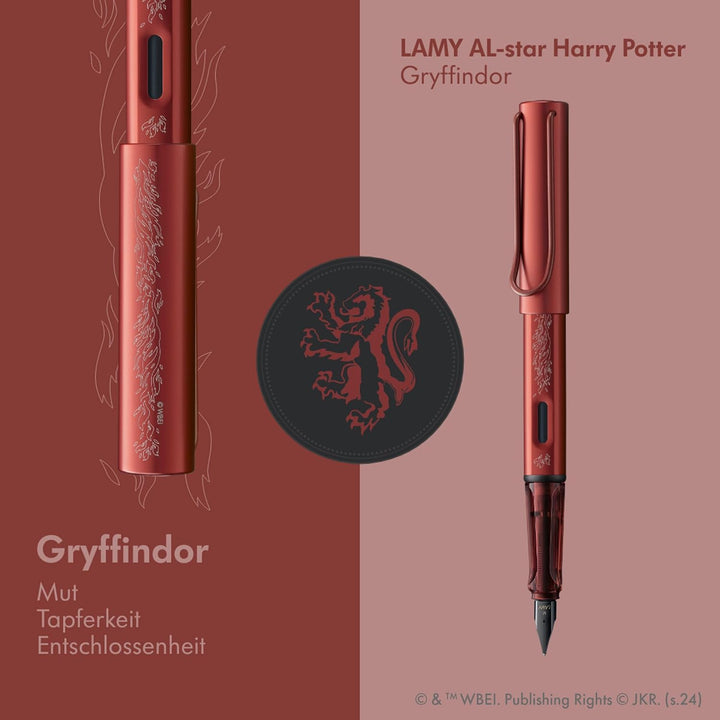 Lamy AL-Star Fountain Pen - Gryffindors WITH Ink Converter and LASER Engraving (Harry Potter Special Edition)