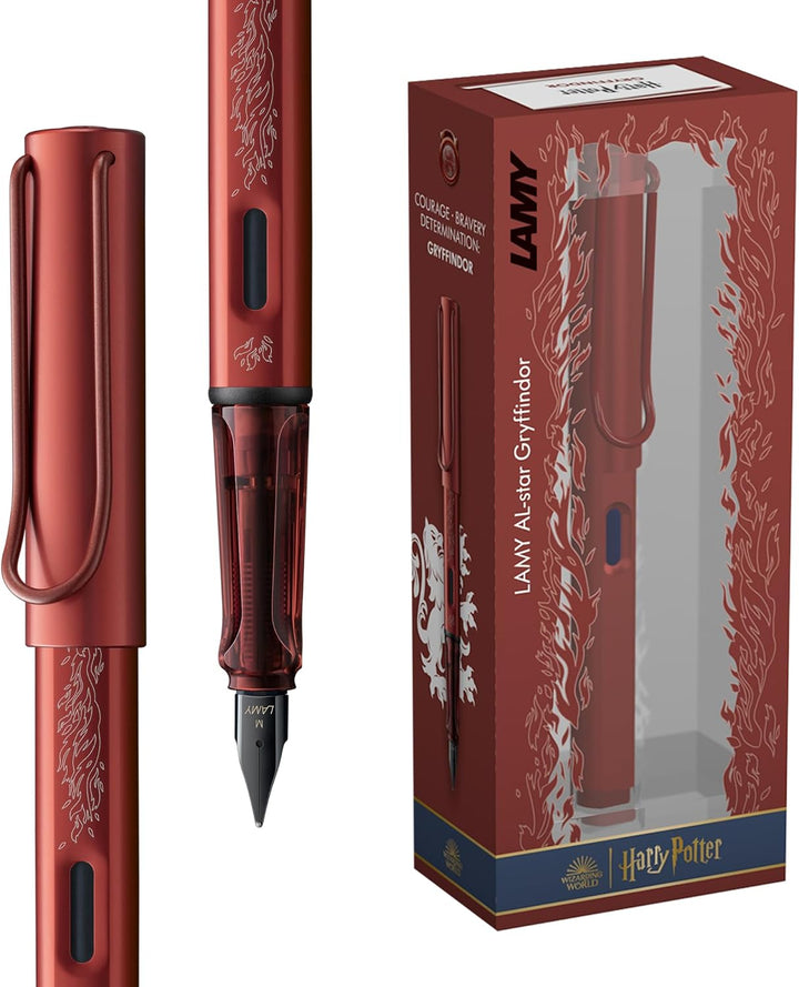 Lamy AL-Star Fountain Pen - Gryffindors WITH Ink Converter and LASER Engraving (Harry Potter Special Edition)