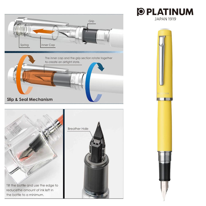 Platinum Procyon Fountain Pen - Citron Yellow WITH Ink Converter and LASER Engraving