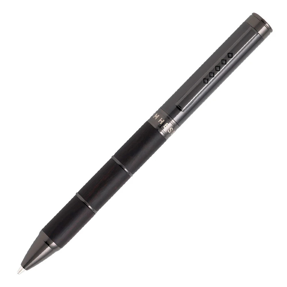 Tom Hessin Revolution Ballpoint Pen - Charcoal Black Wooden Barrel Gunmetal Black Trim