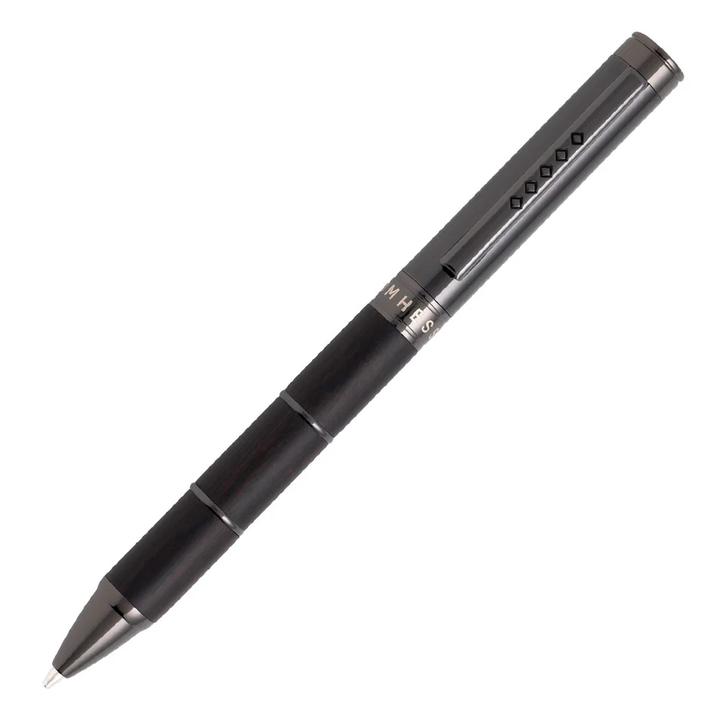 Tom Hessin Revolution Ballpoint Pen - Charcoal Black Wooden Barrel Gunmetal Black Trim
