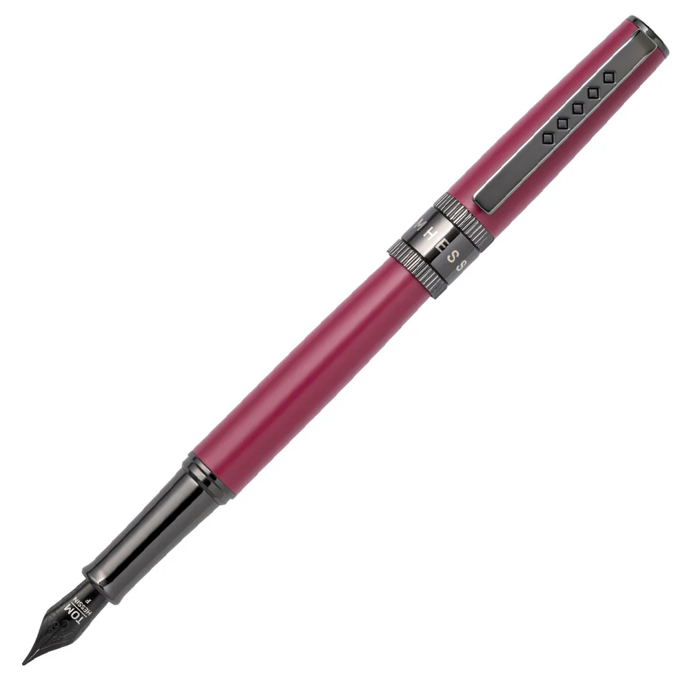 KSG set - Tom Hessin Rebel Fountain Pen - Jewellers Rouge Red Gunmetal Black Trim