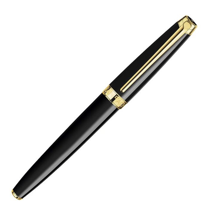 KSG Set - Caran d'Ache Leman Fountain Pen - Black Ebony Gold Trim (18K Gold Nib)