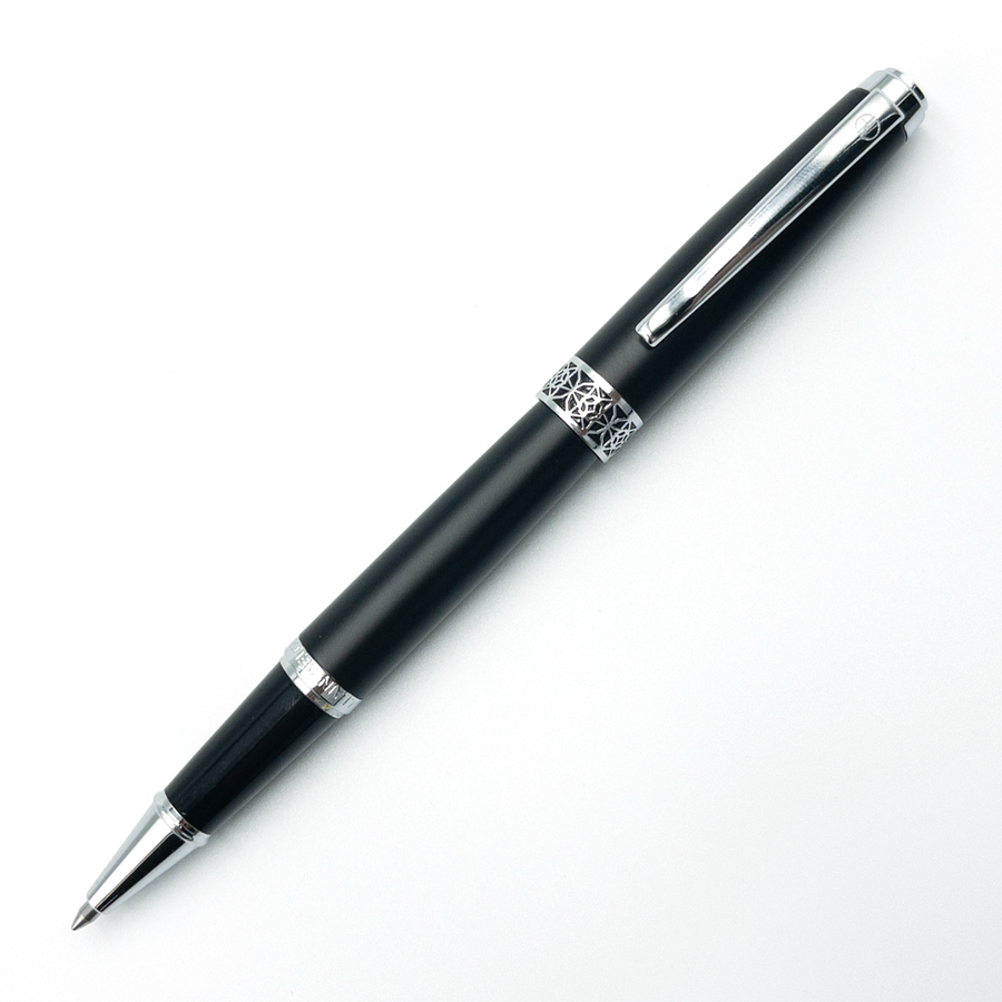 Alain Delon Florence Mandy Rollerball Pen - Black Matte Chrome Trim (with LASER Engraving) - KSGILLS.com | The Writing Instruments Expert