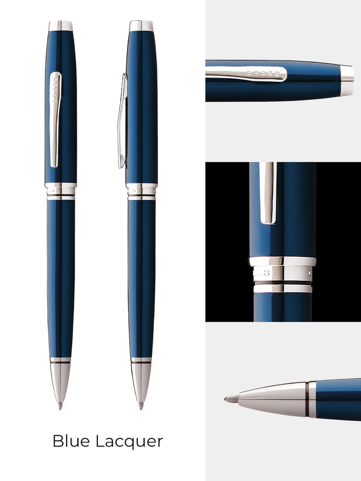 KSG set - Single Pen SET - Cross Coventry Ballpoint Pen - Blue Chrome Trim