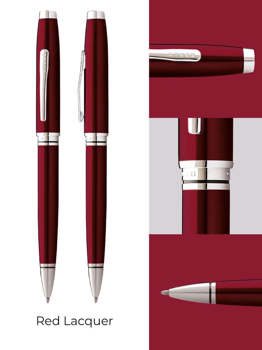 KSG set - Single Pen SET - Cross Coventry Ballpoint Pen - Red Chrome Trim