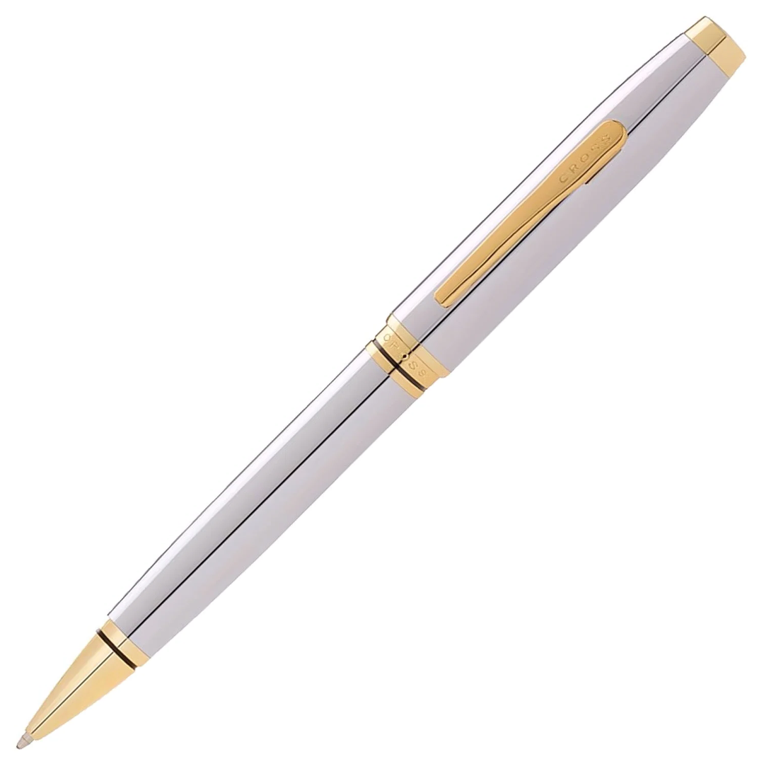 KSG set - Single Pen SET - Cross Coventry Ballpoint Pen - Polished Chrome Gold Trim