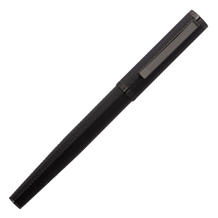 Hugo Boss Formation Rollerball Pen - Gun Metal Black Herringbone Achromatic - KSGILLS.com | The Writing Instruments Expert