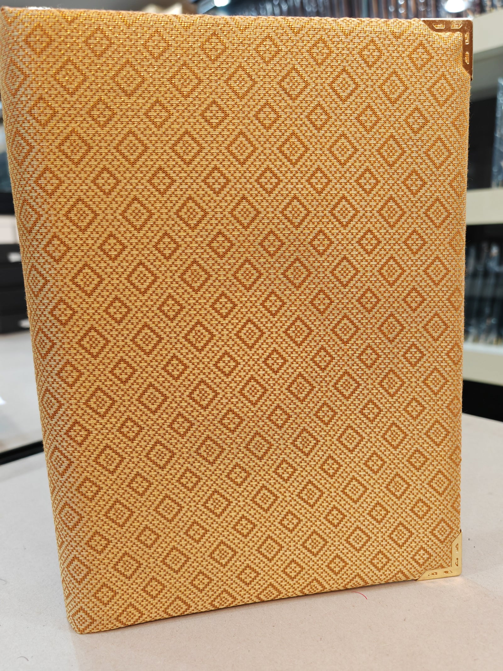 KENTZAI Signing Ceremony EXCLUSIVE A4 Document Folder SONGKET Cloth - BROWN GOLD Songket Cover, Black Velvet Inside - KSGILLS.com | The Writing Instruments Expert