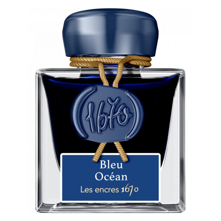 Jacques Herbin Ink Bottle - 50ml Fountain Pen - 1670 Bleu Ocean Blue (with Glitter Sheen)