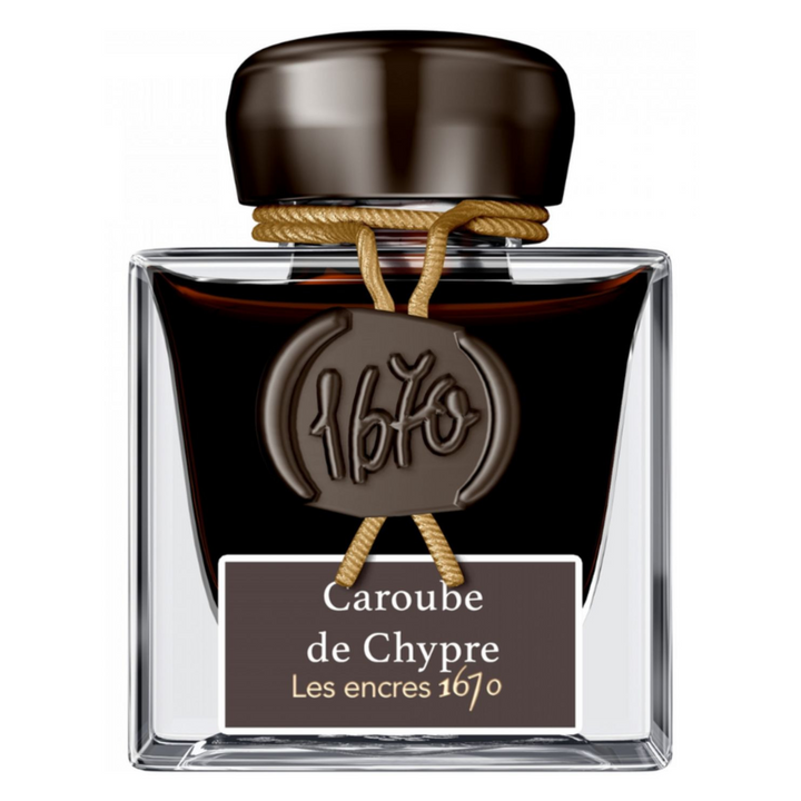 Jacques Herbin Ink Bottle - 50ml Fountain Pen - 1670 Caroube de Chypre Brown (with Glitter Sheen)