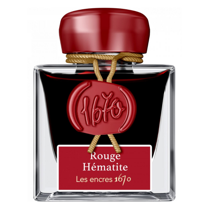 Jacques Herbin Ink Bottle - 50ml Fountain Pen - 1670 Rouge Hematite Red (with Glitter Sheen)