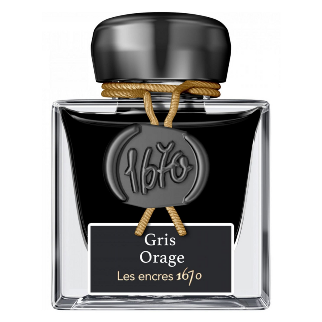Jacques Herbin Ink Bottle - 50ml Fountain Pen - 1670 Gris Orage Stormy Grey (with Glitter Sheen)
