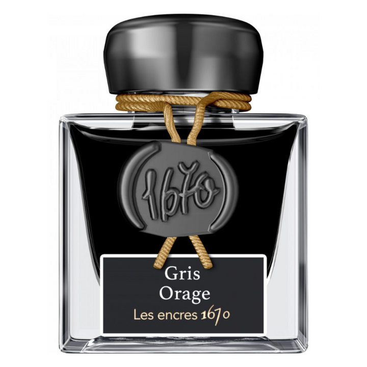 Jacques Herbin Ink Bottle - 50ml Fountain Pen - 1670 Gris Orage Stormy Grey (with Glitter Sheen)