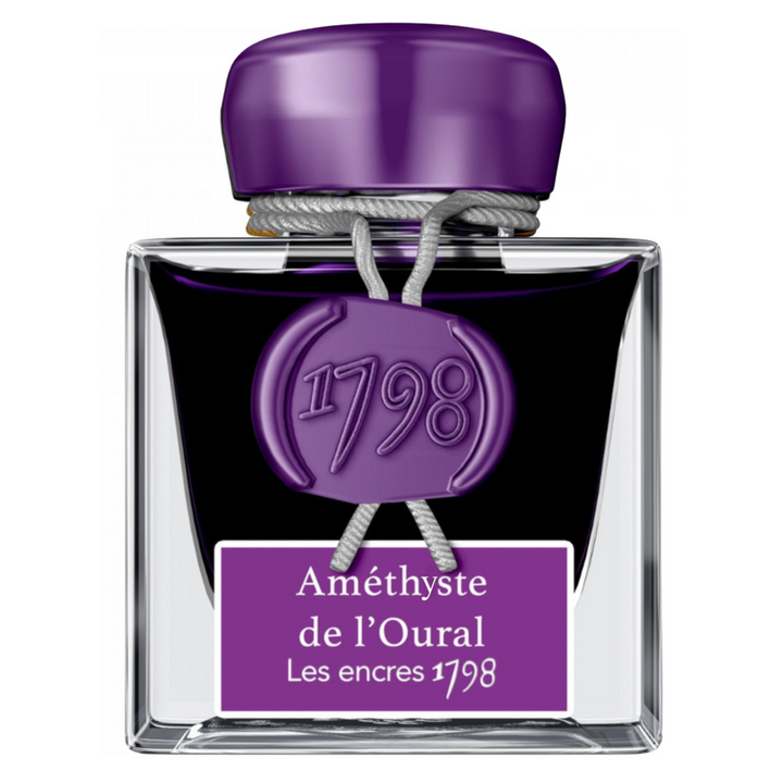 Jacques Herbin Ink Bottle - 50ml Fountain Pen - 1798 Amethyste de l'Oural Purple (Glitter Sheen)