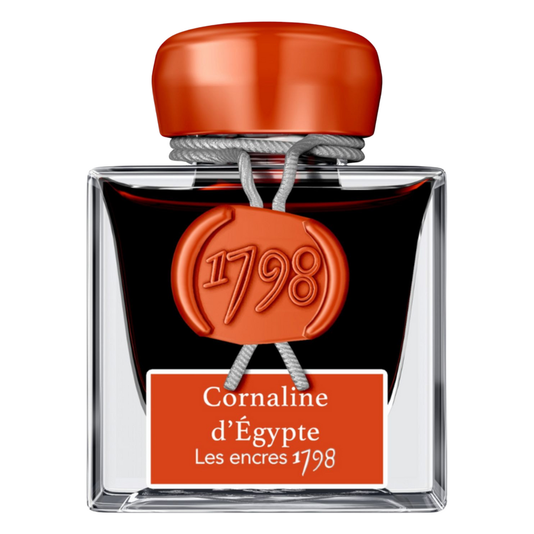 Jacques Herbin Ink Bottle - 50ml Fountain Pen - 1798 Cornaline d'Egypte Orange (Glitter Sheen)