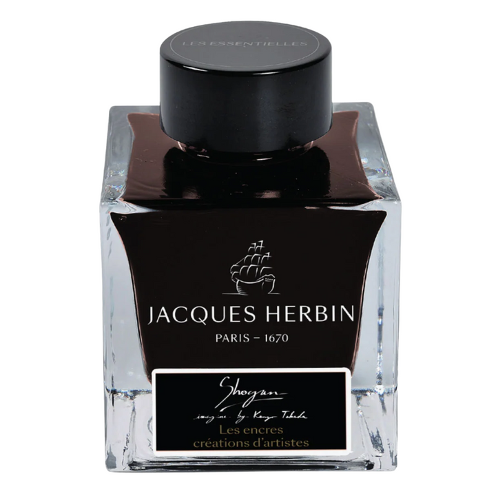 Jacques Herbin Ink Bottle - 50ml Fountain Pen - Shogun by Kenzo Takada "Artists" Black (Glitter)