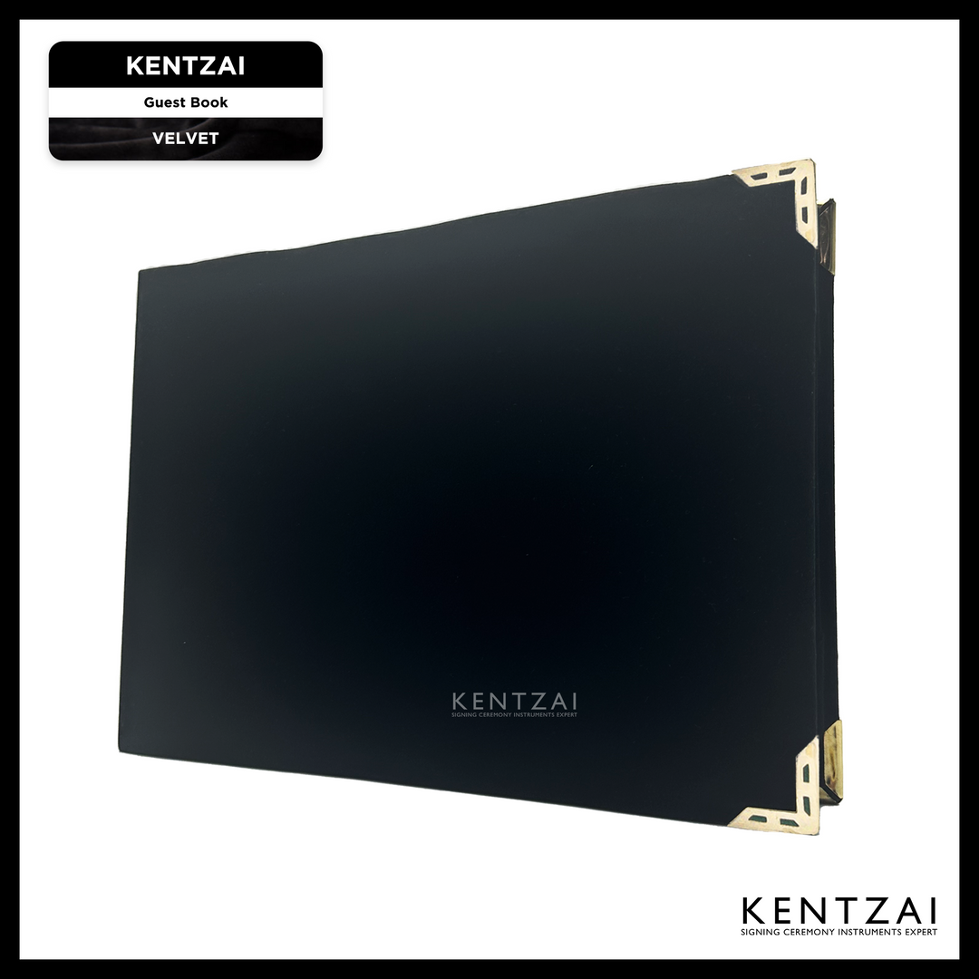 KENTZAI Signing Ceremony EXCLUSIVE GUEST BOOK VELVET - Black Velvet Cover, Black Velvet Inside