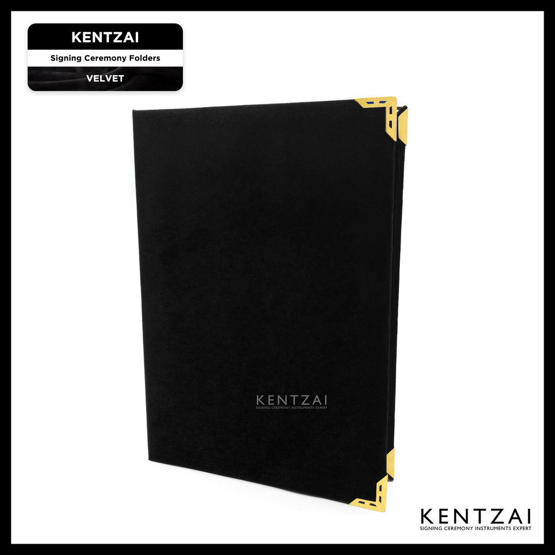 KENTZAI Signing Ceremony EXCLUSIVE A4 Document Folder VELVET - Black Velvet Cover, Black Velvet Inside