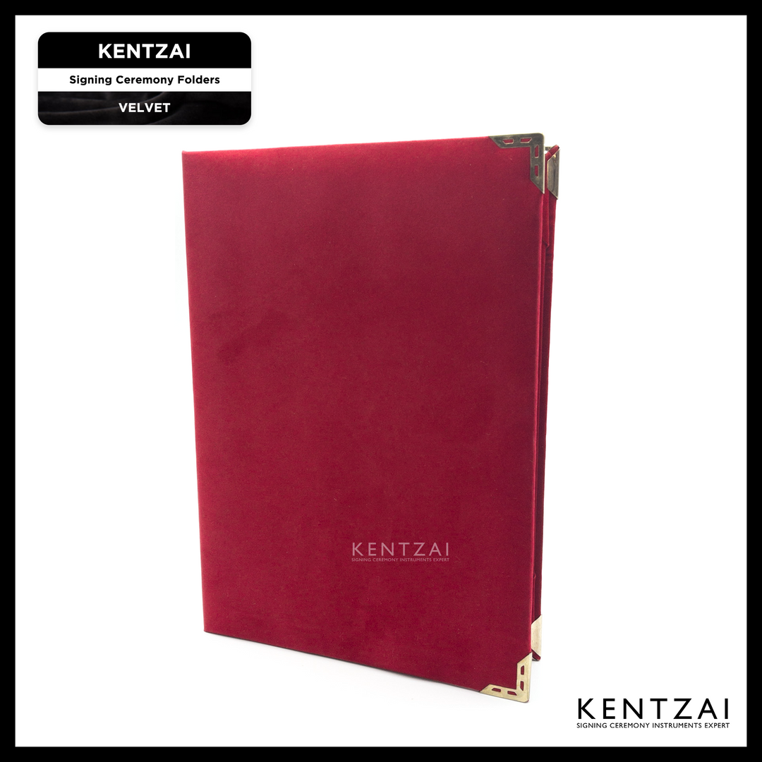 KENTZAI Signing Ceremony EXCLUSIVE A4 Document Folder PREMIUM VELVET - Bright Red