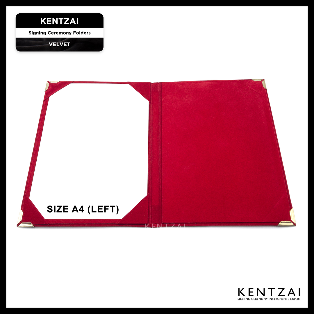 KENTZAI Signing Ceremony Document PREMIUM Folder - Velvet - Bright Red