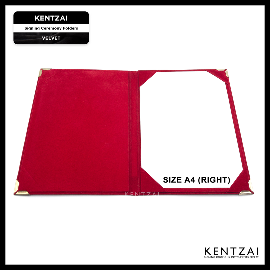 KENTZAI Signing Ceremony EXCLUSIVE A4 Document Folder PREMIUM VELVET - Bright Red