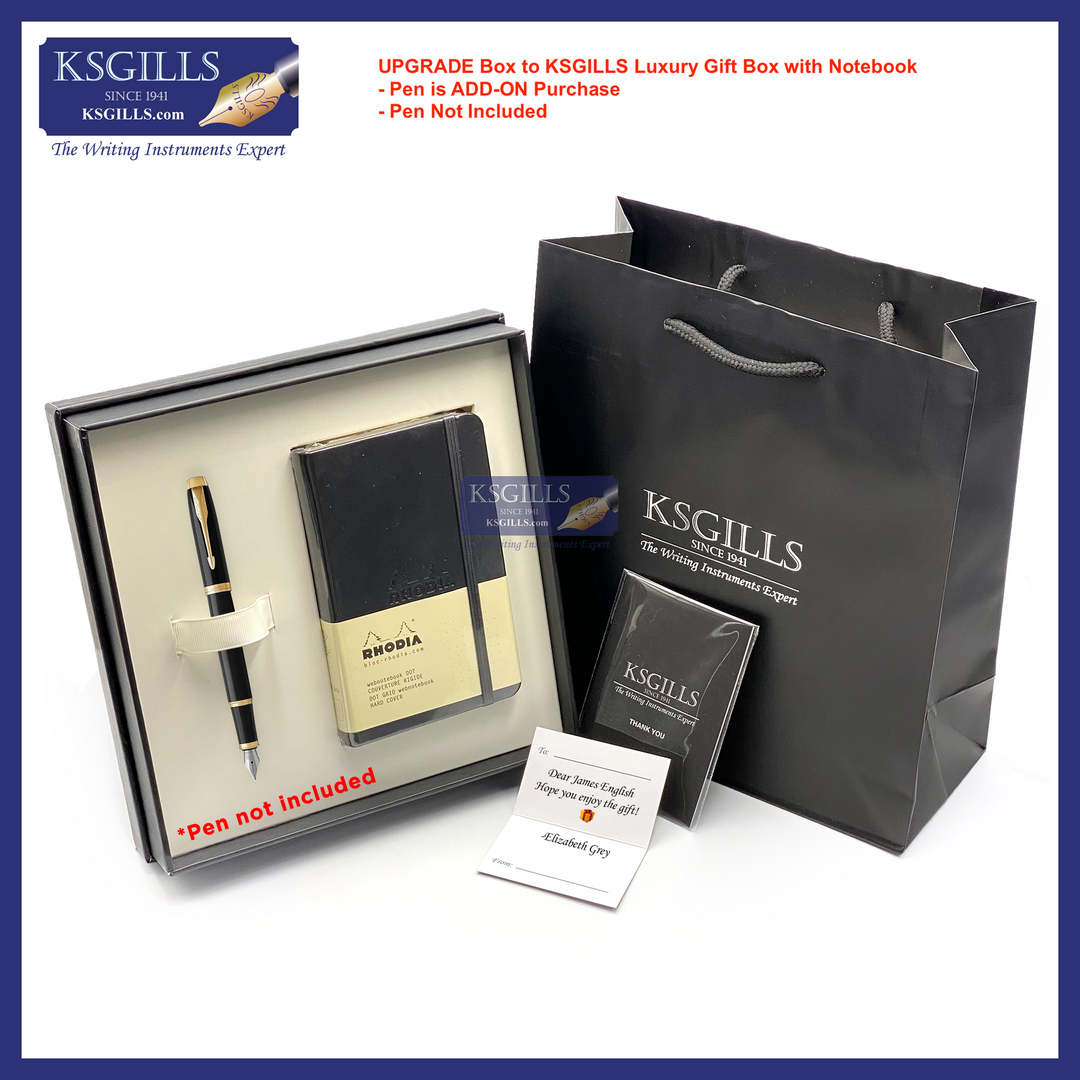 KSG set - Notebook SET & Double Pens (Parker IM PREMIUM New Chiselled Rollerball Black Gold Trim with Ballpoint Pen Warm Silver Gold Trim) with RHODIA A6 Notebook - KSGILLS.com | The Writing Instruments Expert