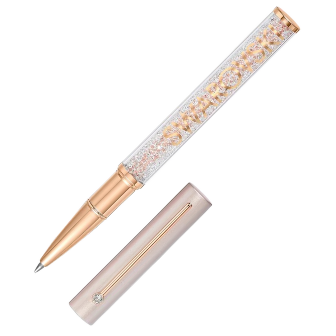 Swarovski Crystalline Gloss Rollerball Pen - Champagne Rose Gold Trim - KSGILLS.com | The Writing Instruments Expert
