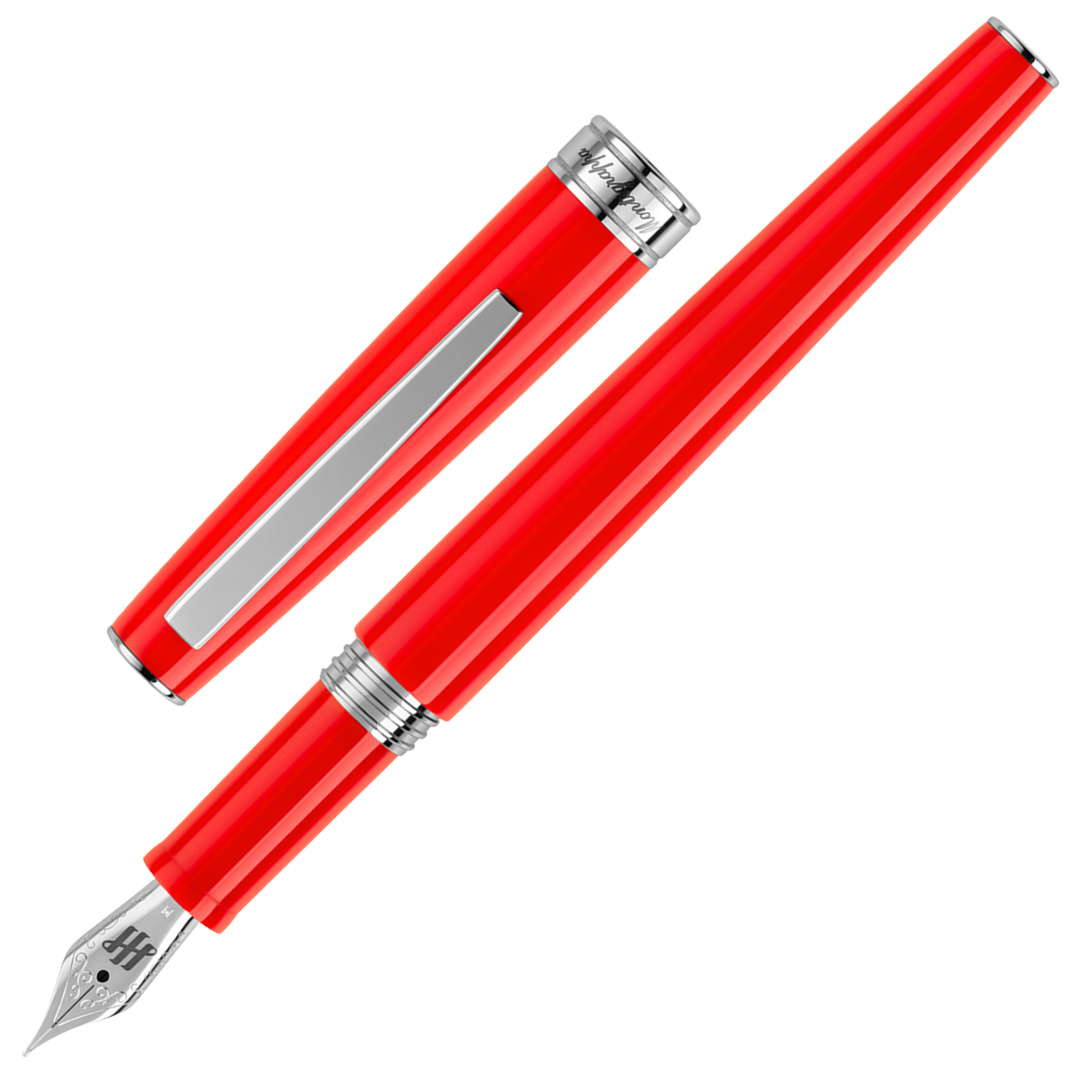 KSG Set - Montegrappa Armonia Fountain Pen -  Scarlet Red Chrome Trim