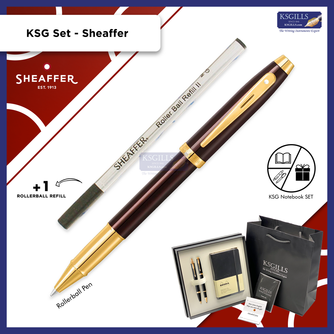 KSG set - Single Pen SET - Sheaffer 100 Rollerball Pen - Coffee Edition Brown Gold Trim