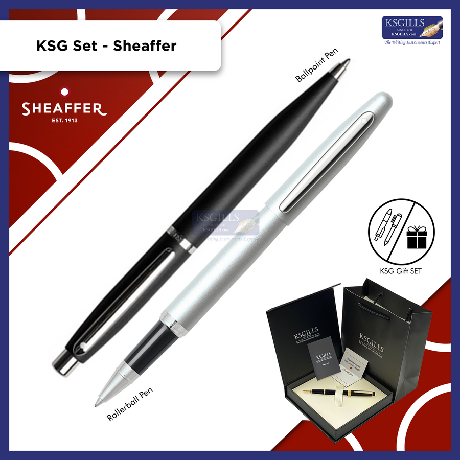 KSG set - Sheaffer VFM SET Rollerball Pen Silver Strobe Nickel & Ballpoint Pen Black Matte -  (with KSGILLS Premium Gift Box) - KSGILLS.com | The Writing Instruments Expert