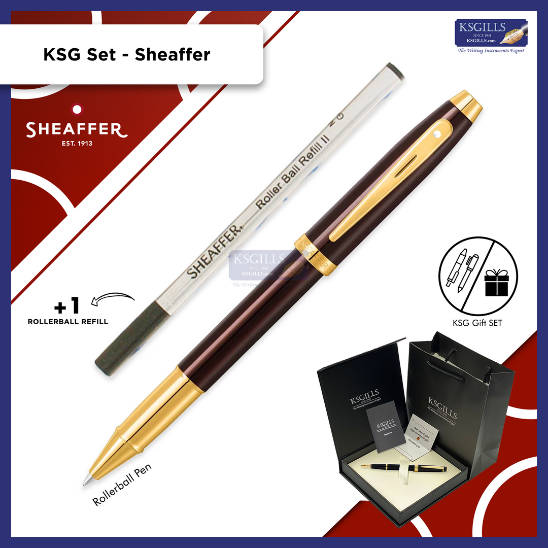 KSG set - Single Pen SET - Sheaffer 100 Rollerball Pen - Coffee Edition Brown Gold Trim