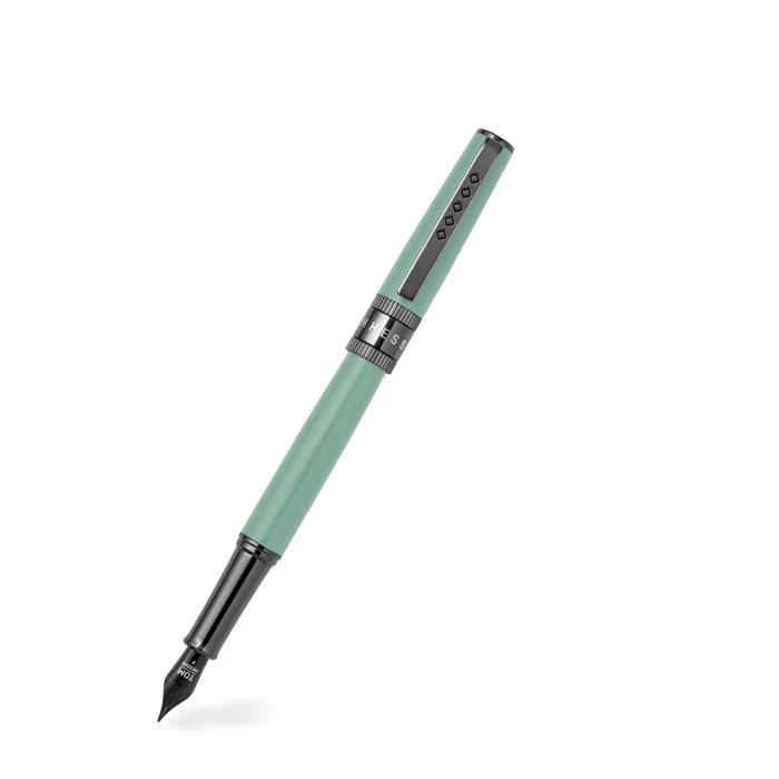 KSG set - Tom Hessin Rebel Fountain Pen - Cambridge Blue Gunmetal Black Trim