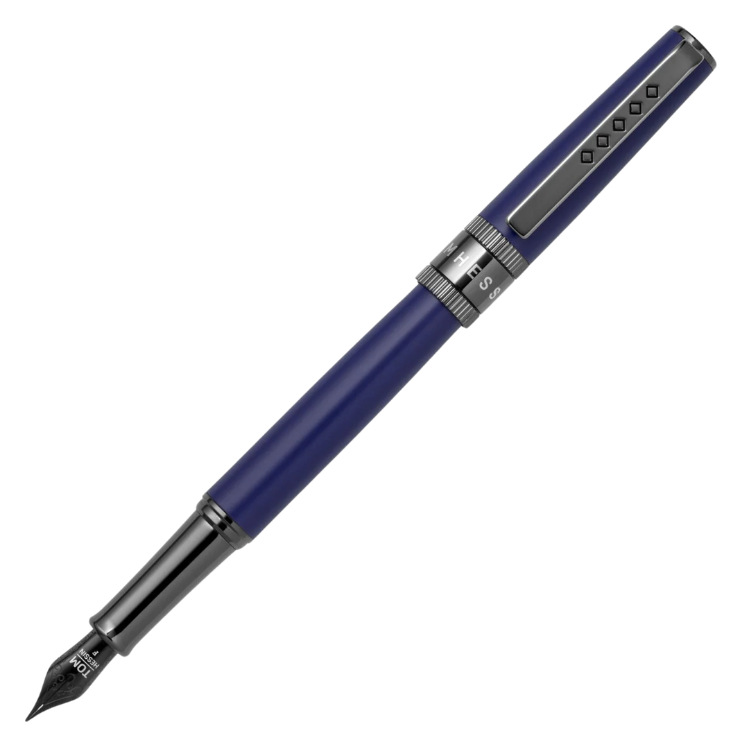 KSG set - Tom Hessin Rebel Fountain Pen - Oxford Blue Gunmetal Black Trim