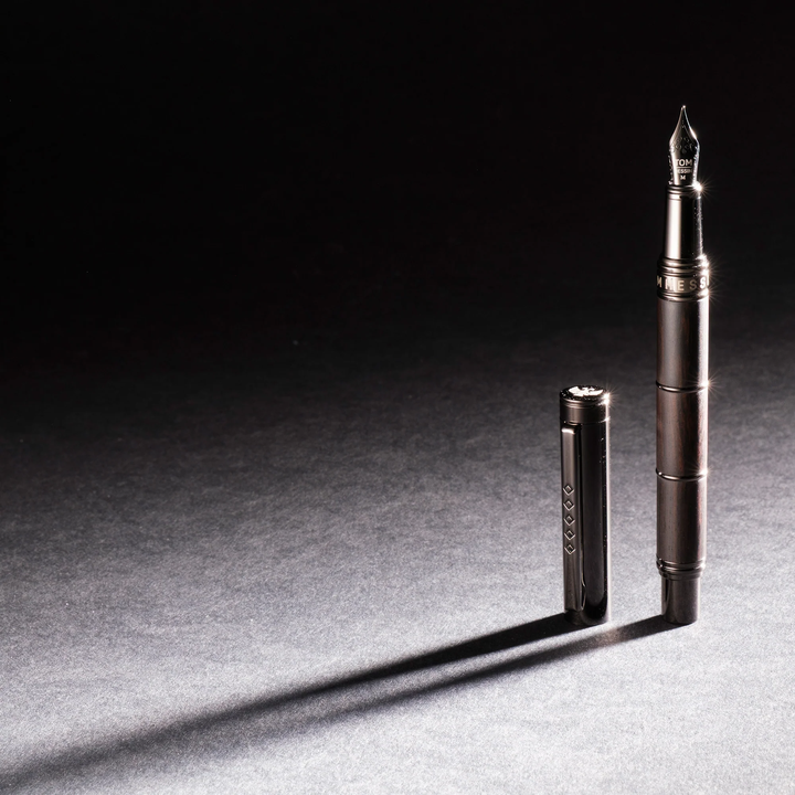 KSG set - Tom Hessin Revolution Fountain Pen - Charcoal Black Wooden Barrel Gunmetal Black Trim