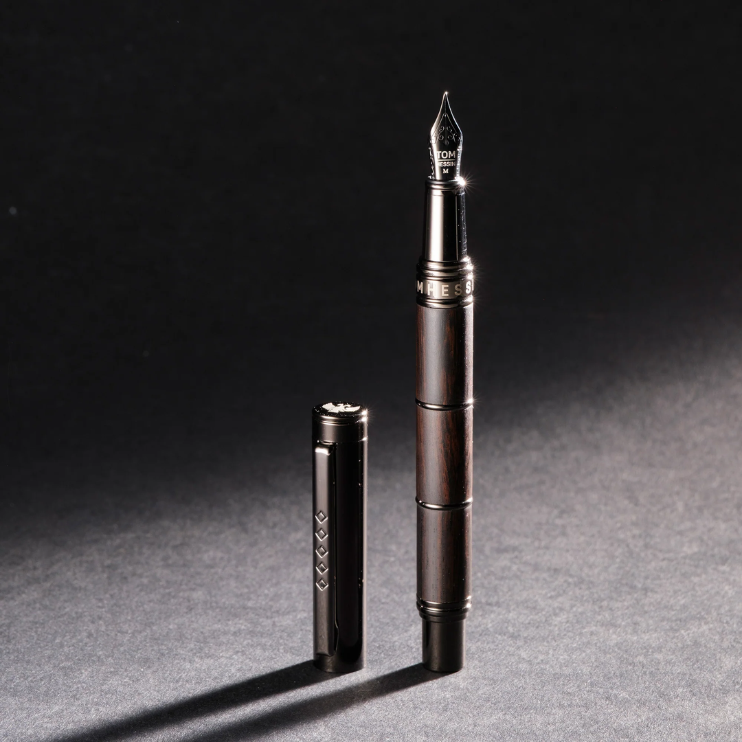KSG set - Tom Hessin Revolution Fountain Pen - Charcoal Black Wooden Barrel Gunmetal Black Trim