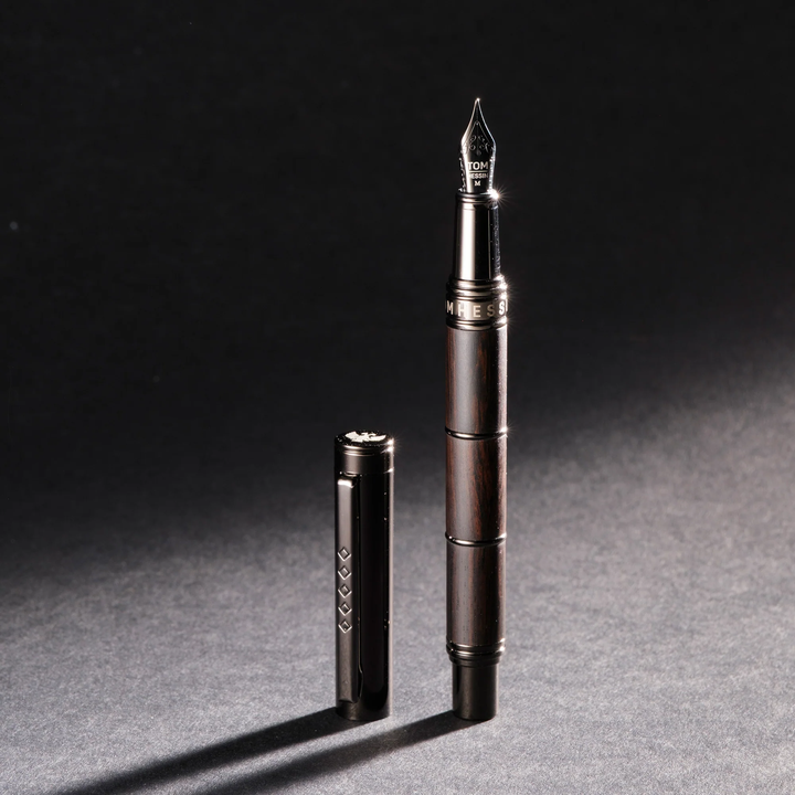 KSG set - Tom Hessin Revolution Fountain Pen - Charcoal Black Wooden Barrel Gunmetal Black Trim