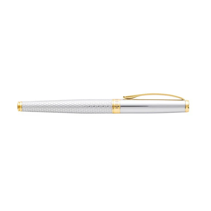 KSG set - Tom Hessin Ritz Fountain Pen - Glossy Chrome Guilloche Gold Trim