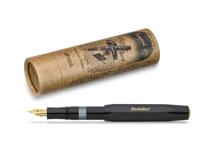 Kaweco Classic Sport Fountain Pen - Black Gold Trim (with Kaweco Ink Bottle 50ml)