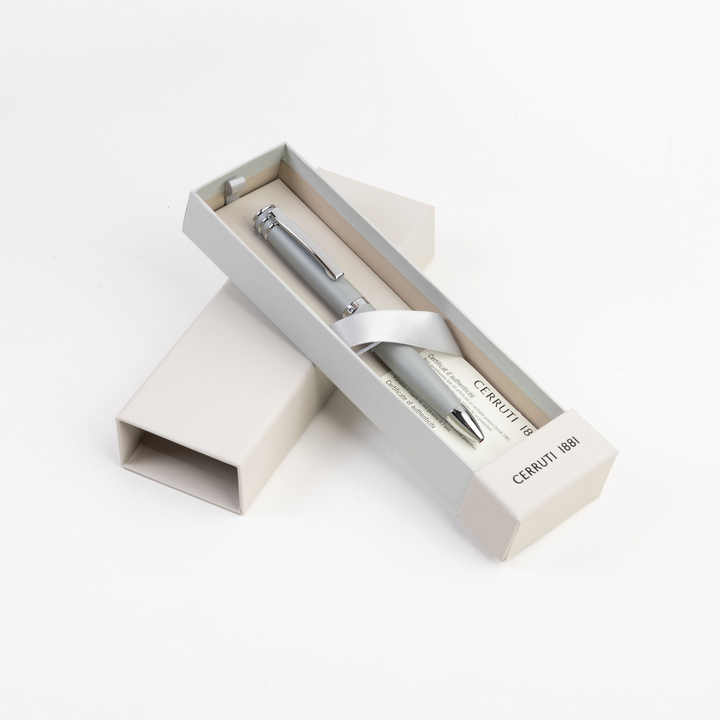 Cerruti 1881 Austin Diamond Ballpoint Pen - Silver Grey Chrome Trim - KSGILLS.com | The Writing Instruments Expert