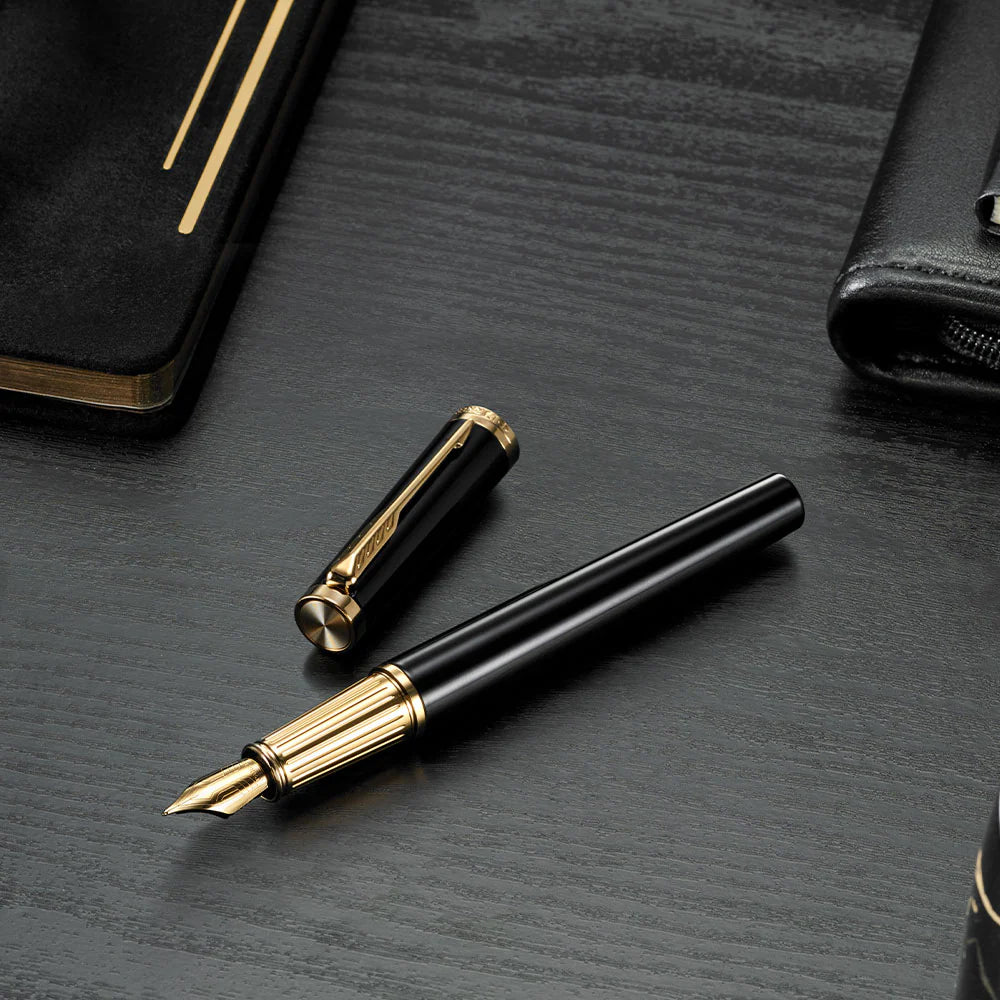 Parker Ingenuity Fountain Pen SET & Accessories - Black Gold Trim (Medium) with FREE LASER Engraving