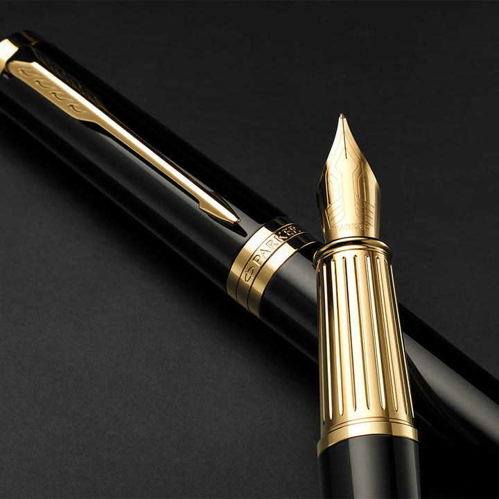 Parker Ingenuity Fountain Pen SET & Accessories - Black Gold Trim (Medium) with FREE LASER Engraving