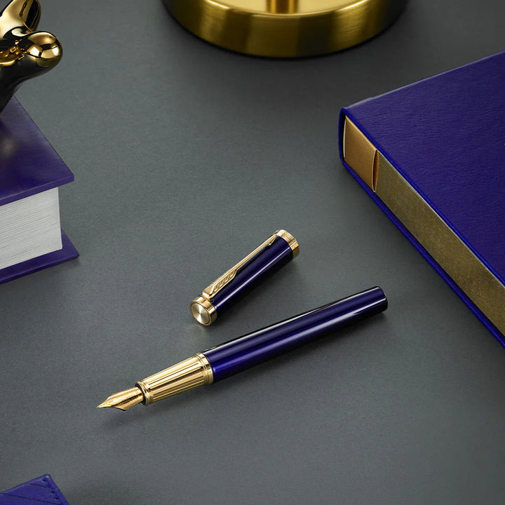 Parker Ingenuity Fountain Pen SET & Accessories - Blue Gold Trim (Medium) with FREE LASER Engraving