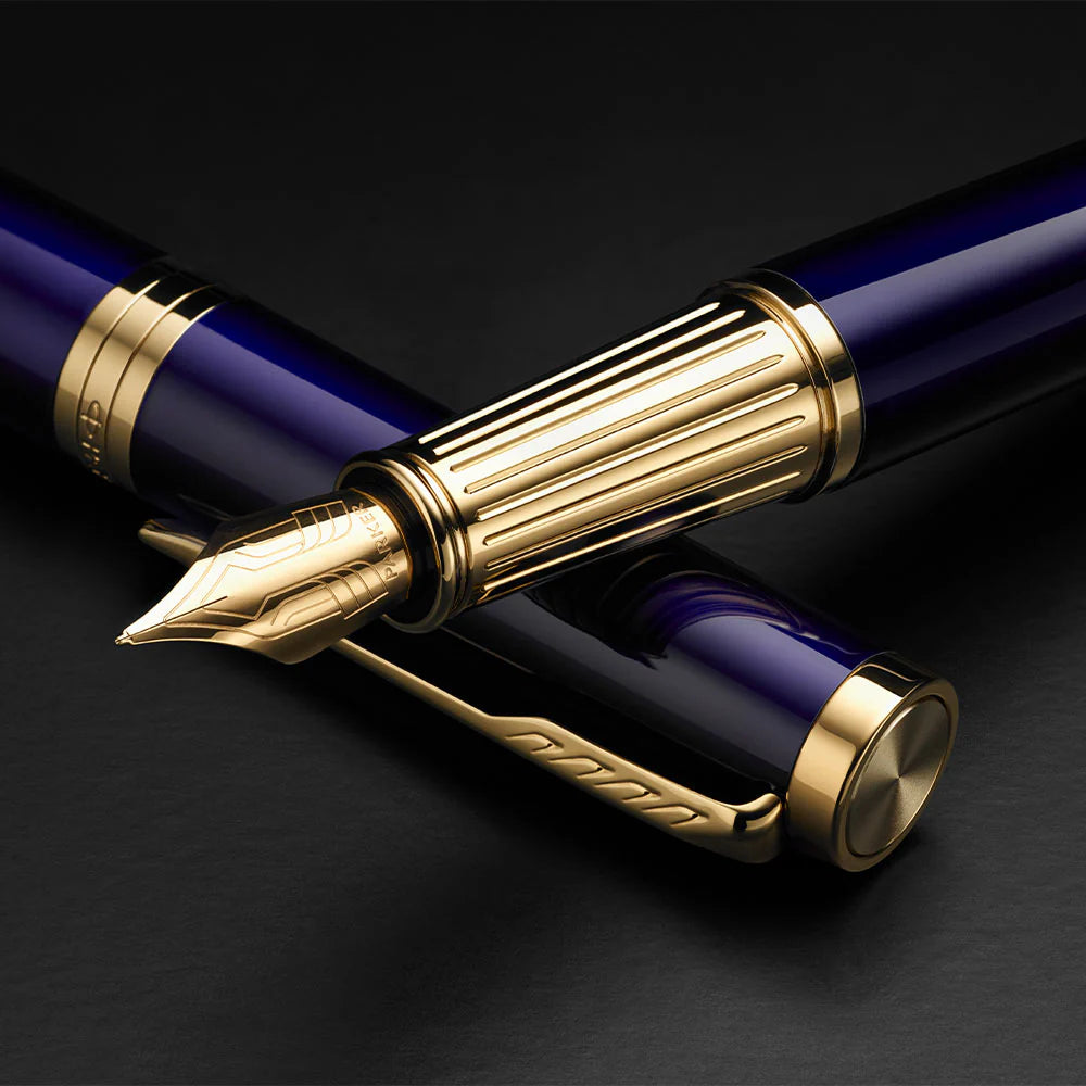 Parker Ingenuity Fountain Pen SET & Accessories - Blue Gold Trim (Medium) with FREE LASER Engraving