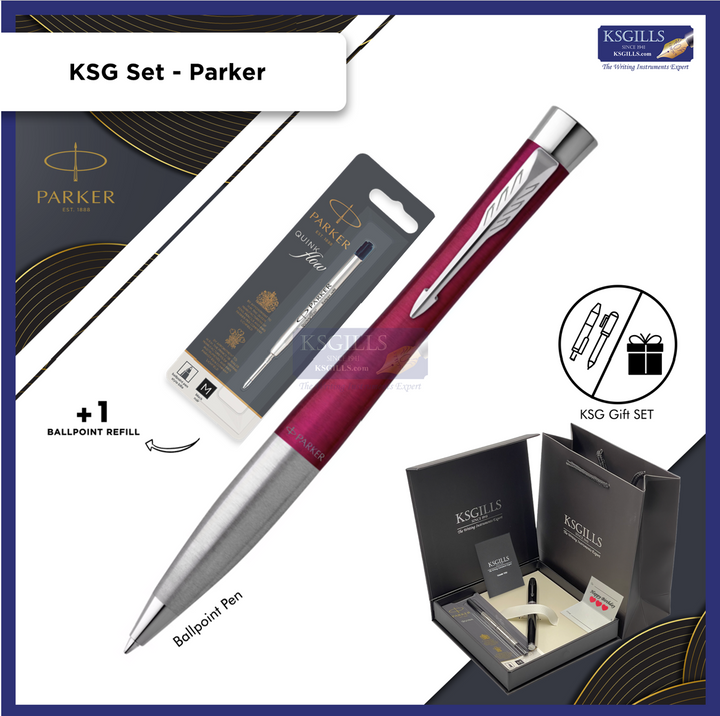Parker Urban Ballpoint Pen (TWIST) - Magenta Lacquer Shinny Chrome Trim - KSGILLS.com | The Writing Instruments Expert