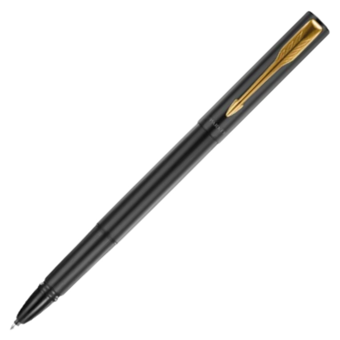 Parker Vector XL Rollerball Pen Metallic - Black Gold Trim - Refill Black Medium